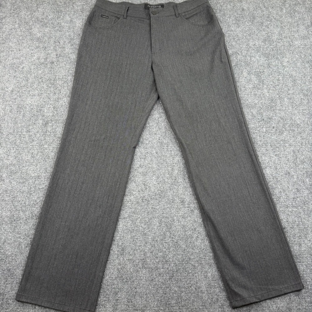 ALBERTO Men‎ Herringbone Comfort Fit Trousers Pants Size 36 Charcoal Gray - Picture 2 of 12